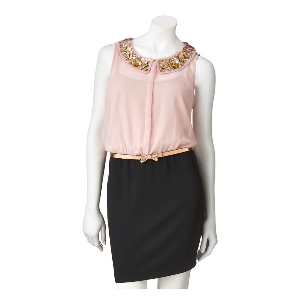 Juniors' Candie's® Sequin Peter Pan Collar Dress Small